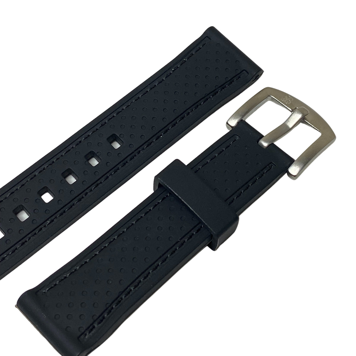 Rubber Men&#39;s Watch Strap with Black Stitching