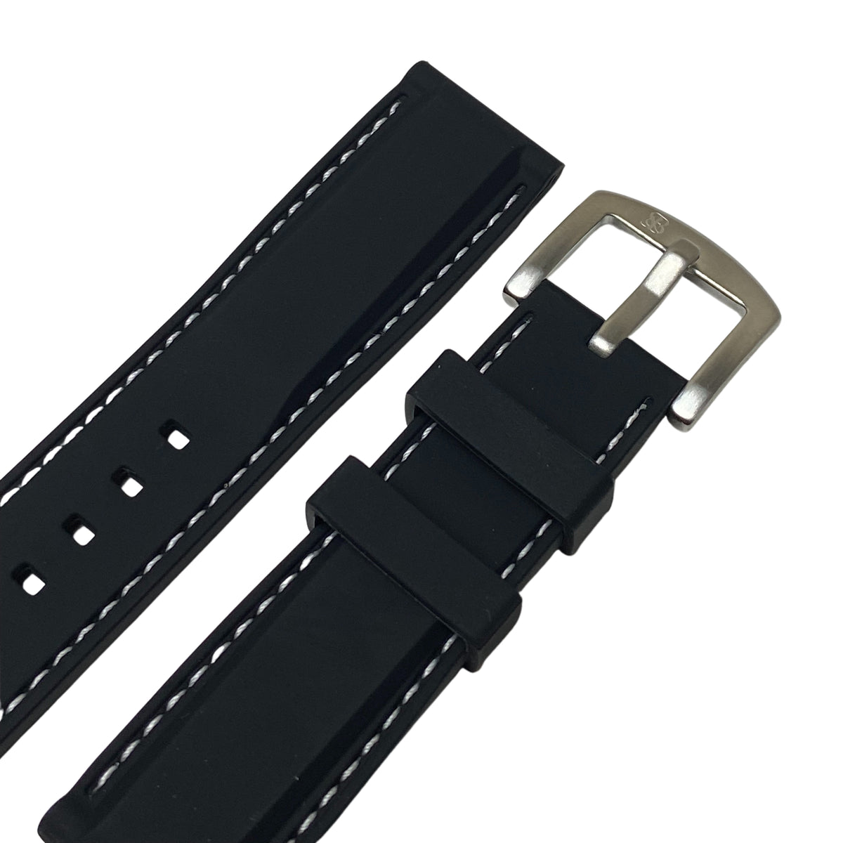 Rubber Men&#39;s Watch Strap with White Stitching